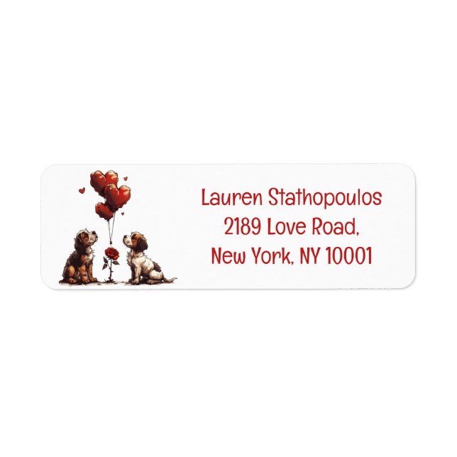 Valentines Day Beagle Dogs Return Address Label (Front)