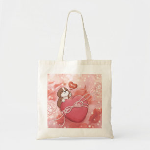 Valentine's Day: Beagle, Heart & Lights Tote Bag