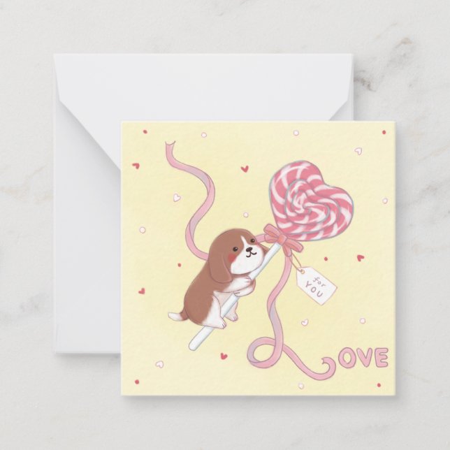 Valentine's Day: Beagle & Lollipop Card (Front)