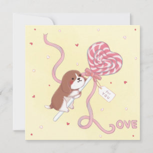 Valentine's Day: Beagle & Lollipop Invitation