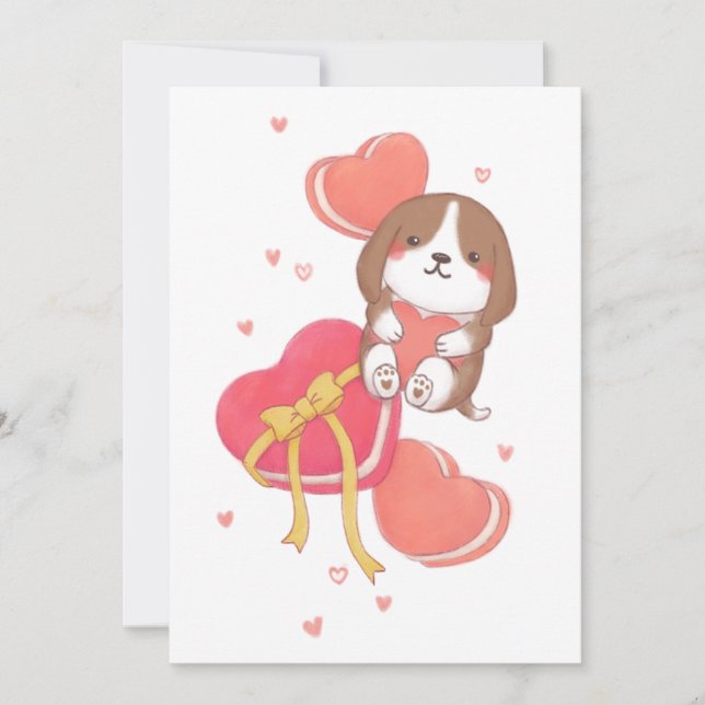 Valentine's Day: Beagle & Macarons Announcement (Front)