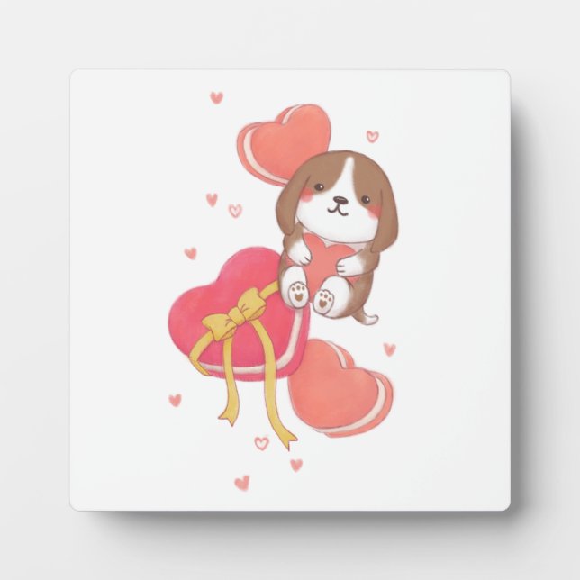Valentine's Day: Beagle & Macarons Plaque (Front)