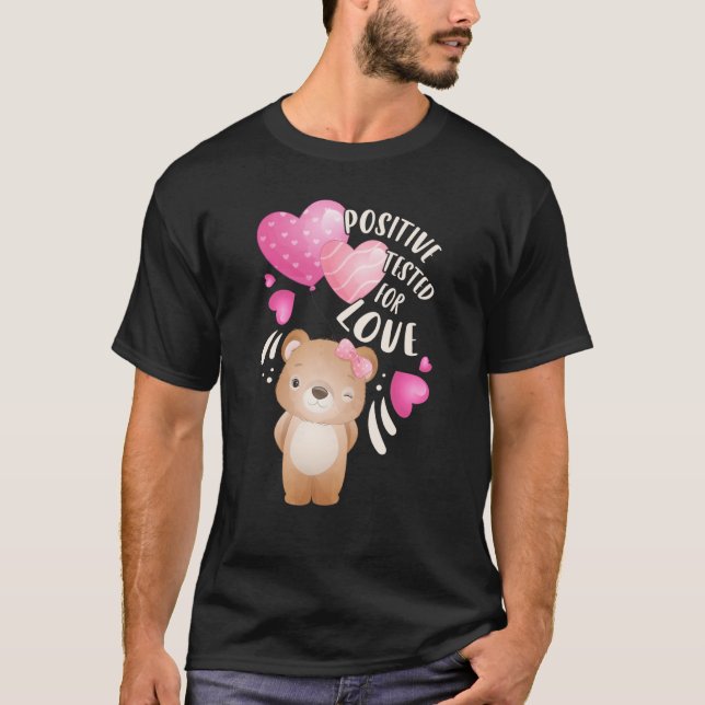 Valentine's day bear girl with hearts T-Shirt (Front)
