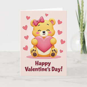 Valentines Day Bear Hearts Love Card