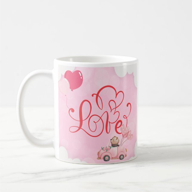 Valentine's Day Bear Pink Mug (Left)