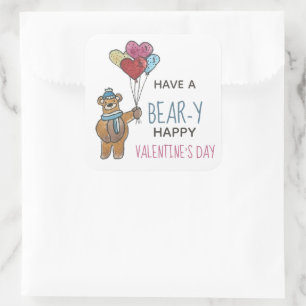 Valentine's Day Bear Square Sticker