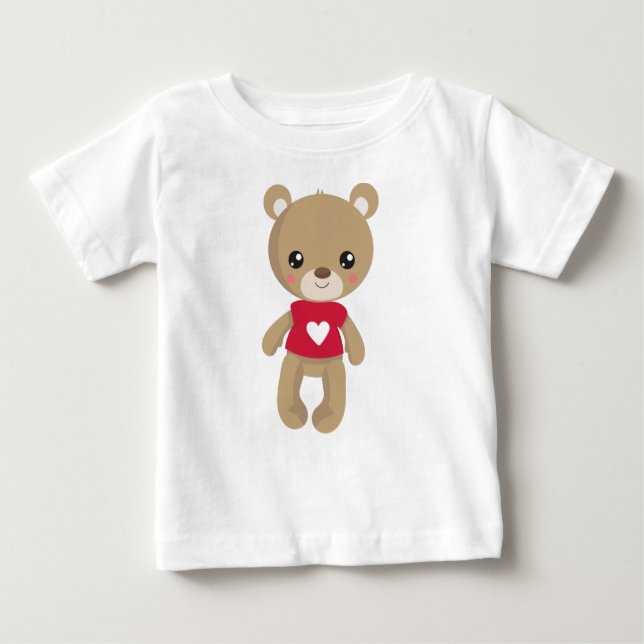 Valentine's Day Bear, Teddy Bear, Love, Hearts Baby T-Shirt (Front)