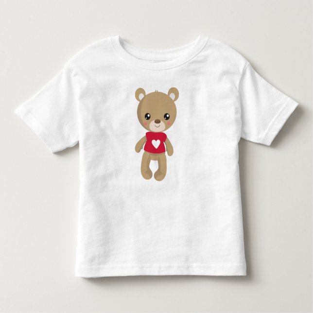Valentine's Day Bear, Teddy Bear, Love, Hearts Toddler T-Shirt (Front)