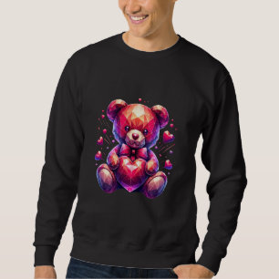 Valentine's Day Bear Teddy with Hearts of Love in Sweatshirt