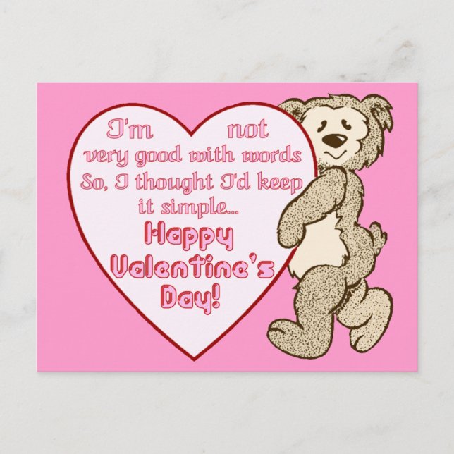 Valentine's Day Bear with Heart Postcard (Front)