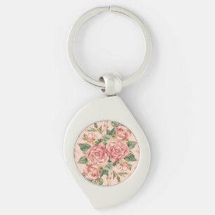 Valentine's Day, Beautiful Pink Roses Flowers Key Ring