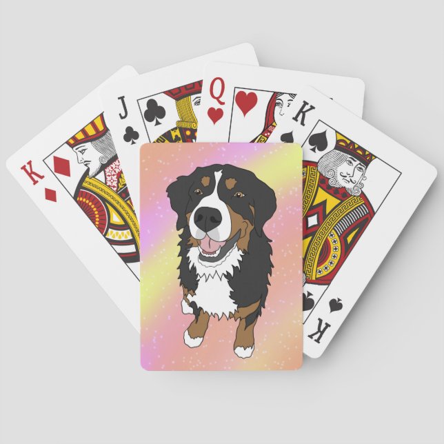 Valentines Day Bernese Mountain Dog  Playing Cards (Back)