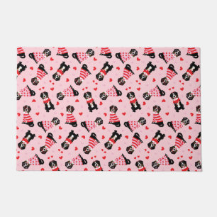 Valentines Day Bernese Mountain Dogs Doormat