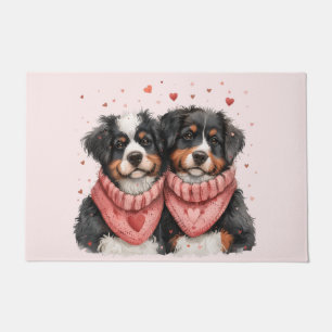 Valentines Day Bernese Mountain Dogs Doormat