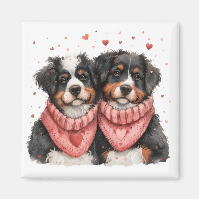 Valentines Day Bernese Mountain Dogs Magnet (Front)