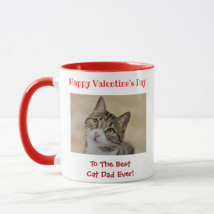 Valentines Day Best Cat Dad Ever Custom Pet Photo Mug