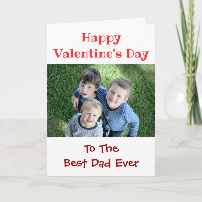 Valentines Day Best Dad Ever Cute Kids Photo Holiday Card (Front)