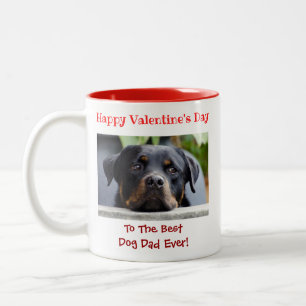 Valentines Day Best Dog Dad Ever Custom Pet Photo Two-Tone Coffee Mug