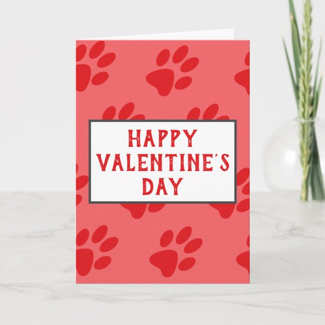 Valentines Day Best Dog Mum Ever Paw Prints Card (Front)