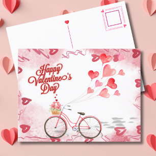 Valentine's Day Bicycle Ride of Love Holiday Postcard