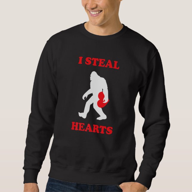 Valentines Day Big Foot I Steal Hearts Boys Men Lo Sweatshirt (Front)