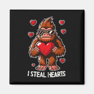 Valentine's Day Big Foot Sasquatch I Steal Hearts Magnet