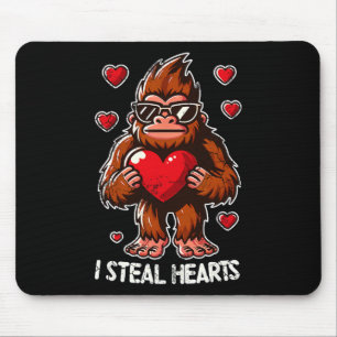 Valentine's Day Big Foot Sasquatch I Steal Hearts Mouse Pad