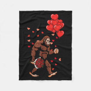Valentines Day Bigfoot Balloons Sasquatch Men Boys Fleece Blanket
