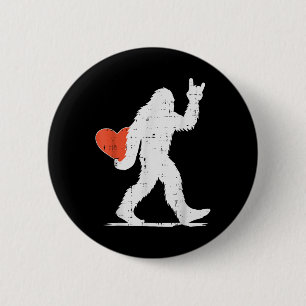 Valentines Day Bigfoot Rock Heart Sasquatch Women  6 Cm Round Badge