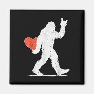 Valentines Day Bigfoot Rock Heart Sasquatch Women  Magnet
