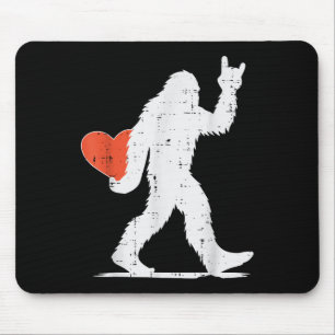 Valentines Day Bigfoot Rock Heart Sasquatch Women Mouse Pad