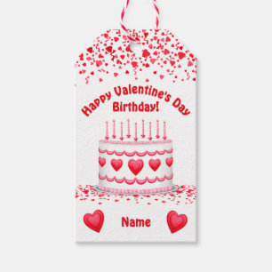 Valentine's Day Birthday Cake Custom Candles Gift Tags