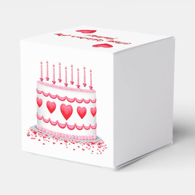 Valentine's Day Birthday Cake Customizable Candles Favour Box (Back Side)