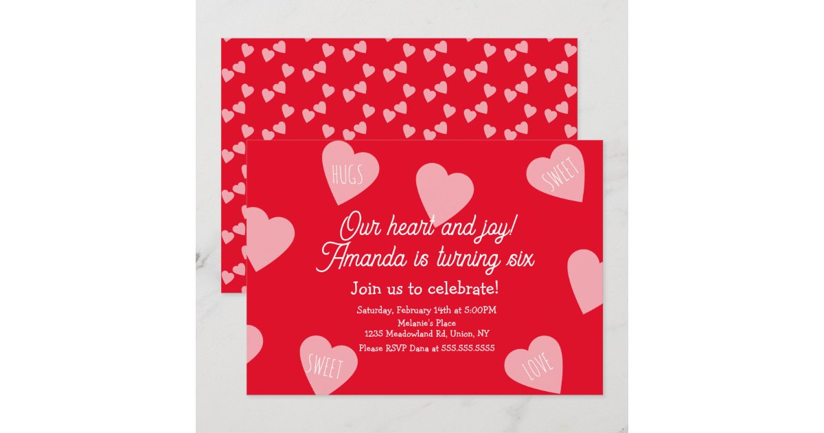 Floating Invite Valentines Day Birthday Party Hearts Floating Invitation | Zazzle
