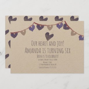 Valentines Day Birthday Party Hearts Watercolor In Invitation