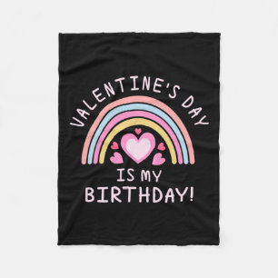 Valentine's Day Birthday Rainbow Fleece Blanket