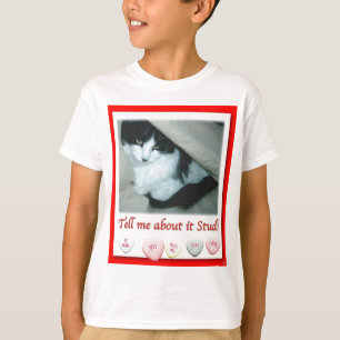 Valentine's Day Black and White Cat T-Shirt