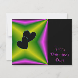 Valentine's Day - Black Heart on Rainbow Holiday Card