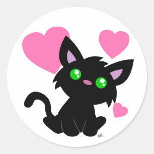 Valentine's Day Black Kitty Sticker