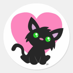 Valentine's Day Black Kitty Sticker