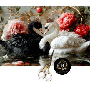 Valentines Day Black Swan Red Florals Decoupage Tissue Paper