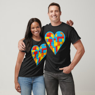 Valentines Day Block Brick Heart  T-Shirt