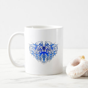 Valentine's Day Blue Heart Tribal Tattoo Coffee Mug