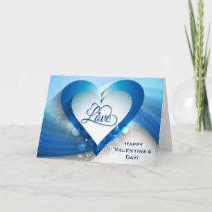 Valentine's Day Blue Heart Wave - Customise Holiday Card