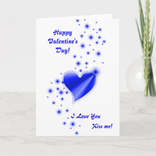 Valentine's Day  - blue Rainbow heart Holiday Card