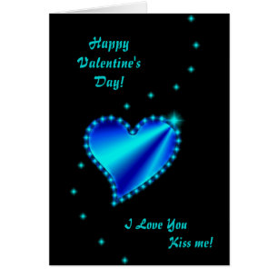 Valentine's Day - Blue Rainbow heart on black