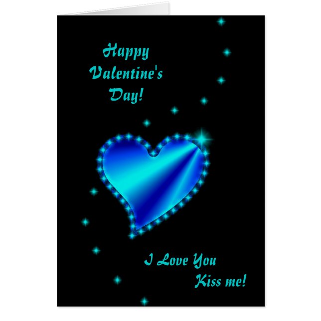 Valentine's Day  - Blue Rainbow heart on black (Front)