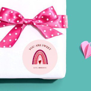 Valentine's Day Boho Rainbow You Are Sweet Classic Round Sticker