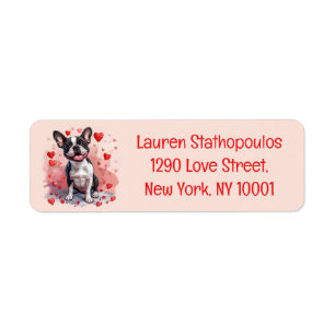Valentines Day Boston Terrier Dog Return Address Label