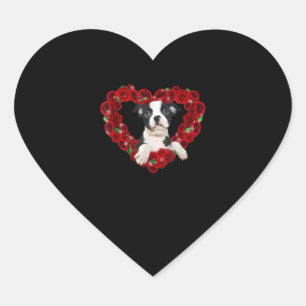 Valentines Day Boston Terrier Heart Roses Gift Dog Sticker